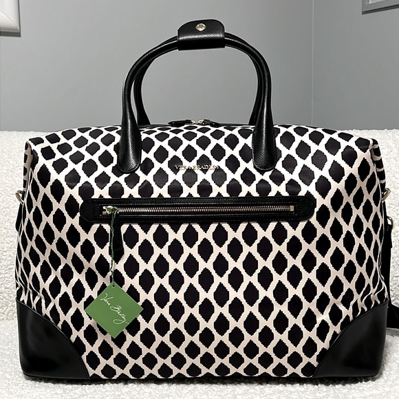 Vera Bradley Travel Duffel Ikat Spots with Genuine Leather Trim - Picture 1 of 12